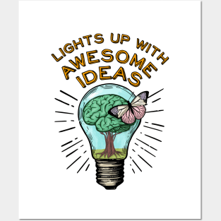 ADHD benefit about creativity, light bulb butterfly drawing gift with brain tree Posters and Art